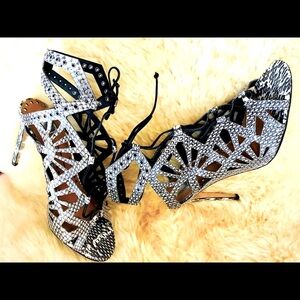 Dolce Vita Helena Lace-up Sandals Snakeskin 10